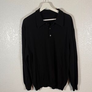 Vintage Polo Collar Black Knit Sweater Size Large
